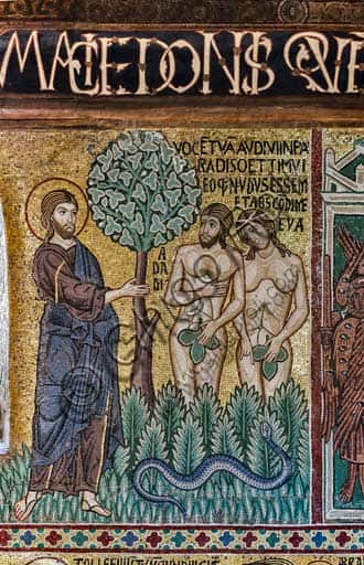 Adam and Eve Mosaic in the Palatine Chapel of Palermo