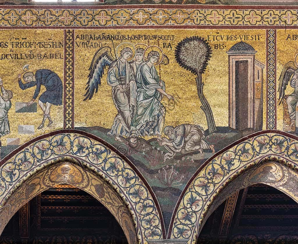 Abraham and the Three Angels Mosaic in Monreale Cathedral (12th-13th c.)