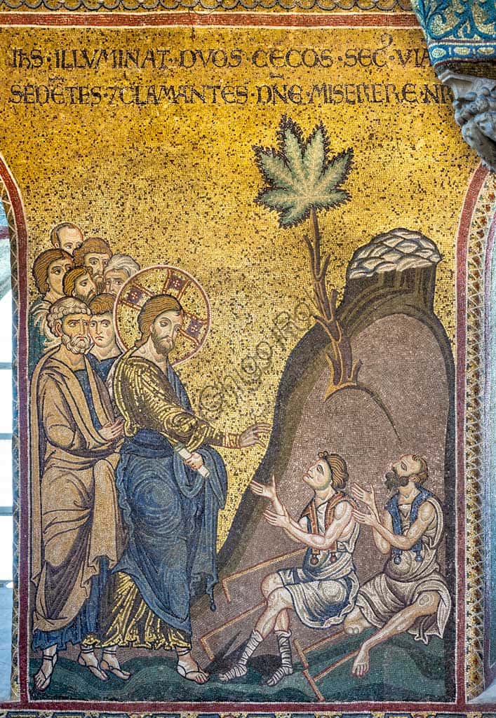 Healing of the Two Blind Men: Byzantine Mosaic in Monreale Cathedral