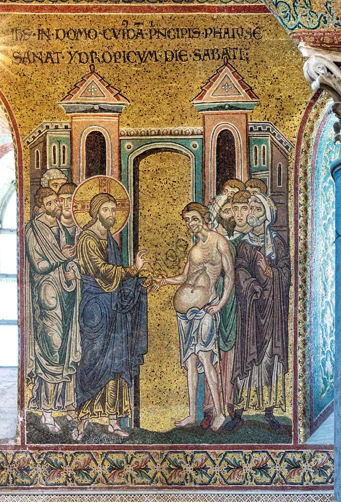 Byzantine Mosaic of the Healing of the Dropsical Man in Monreale Cathedral