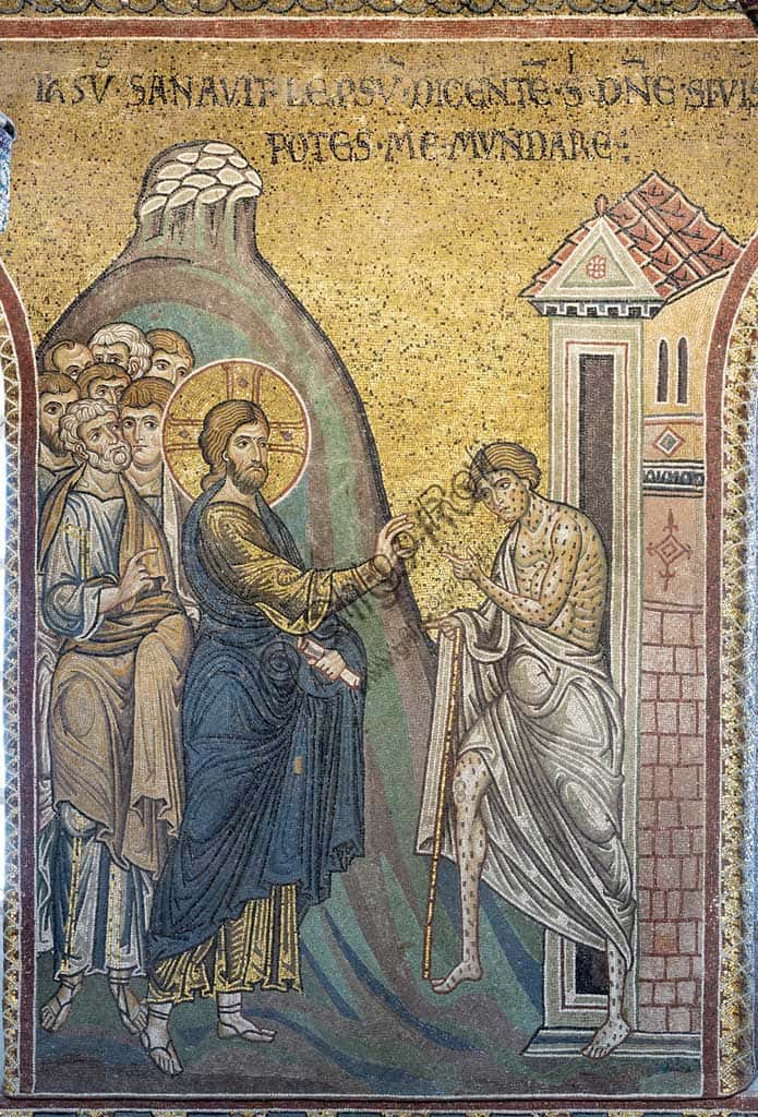 Byzantine Mosaic of Monreale Cathedral: The Healing of the Leper