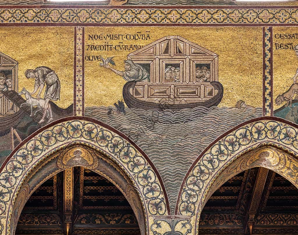 Mosaic of Noah Loading the Animals onto the Ark in Monreale Cathedral