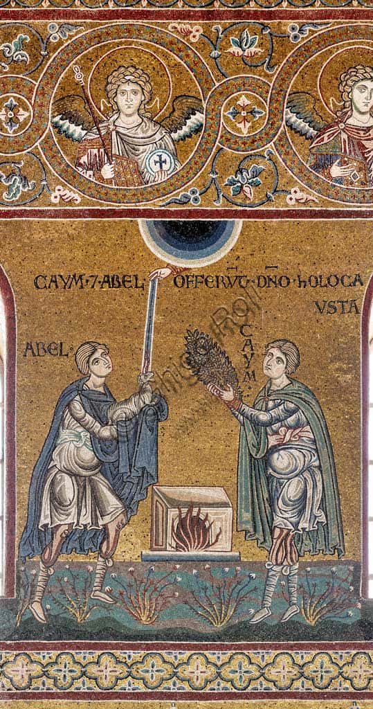 The Offering of Cain and Abel Mosaic in Monreale Cathedral