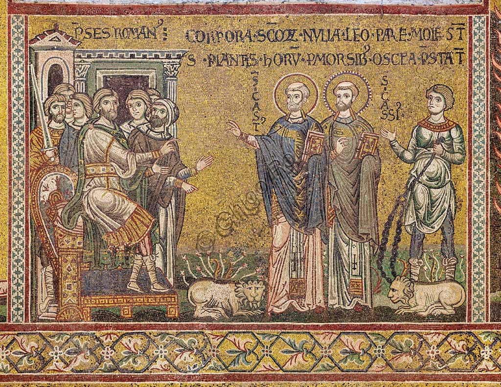 Byzantine Mosaic of St. Cassius and St. Castus in Monreale Cathedral