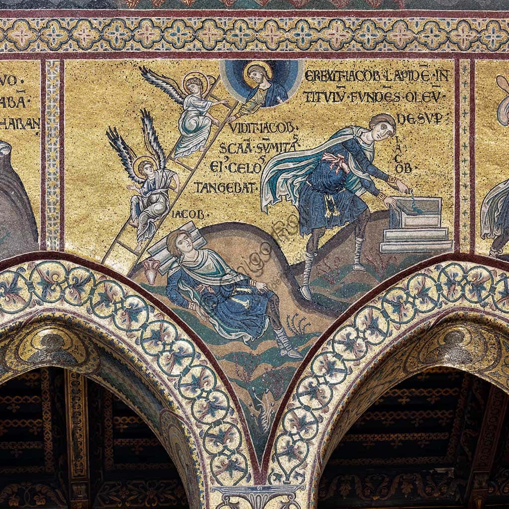 Jacob's Dream Byzantine Mosaic in Monreale Cathedral, Sicily