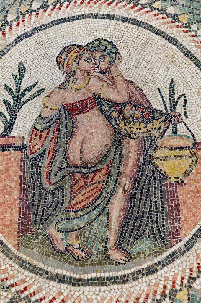 Roman Floor Mosaic at Piazza Armerina: Erotic Scene in Villa Casale