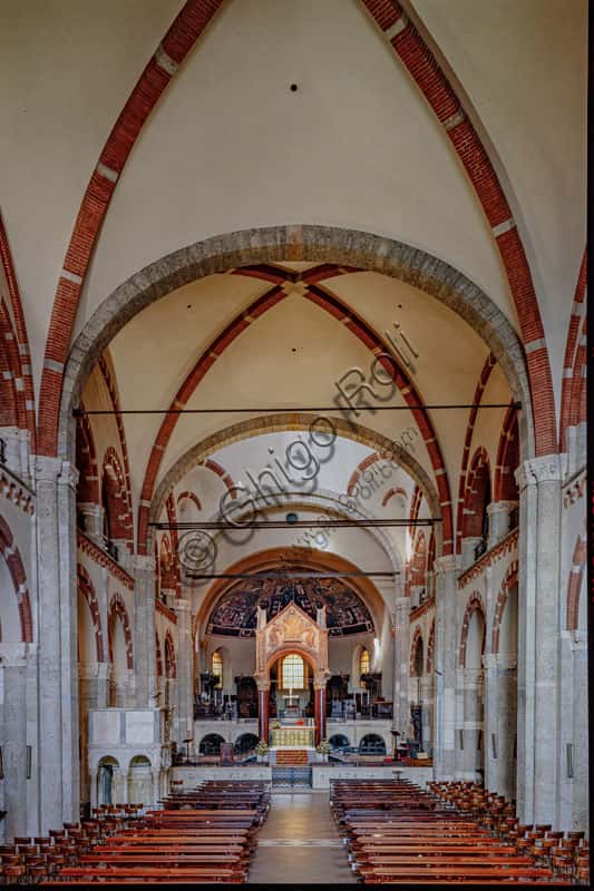 Nave of the Basilica of St. Ambrose in Milan: Lombard Romanesque Architecture