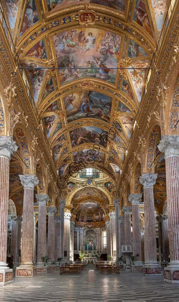 Nave of the Basilica of SS. Annunziata del Vastato in Genoa, Italy
