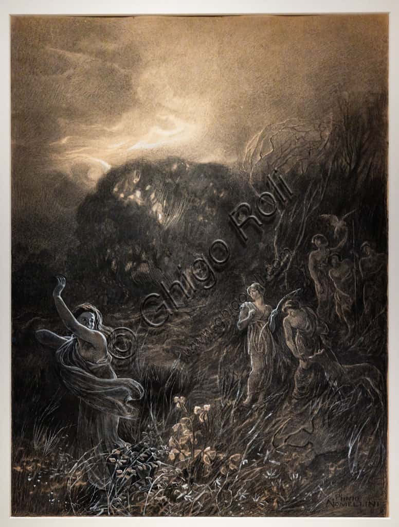 Diana Dismisses the Nymph Helice: Plinio Nomellini's Divine Comedy Illustration
