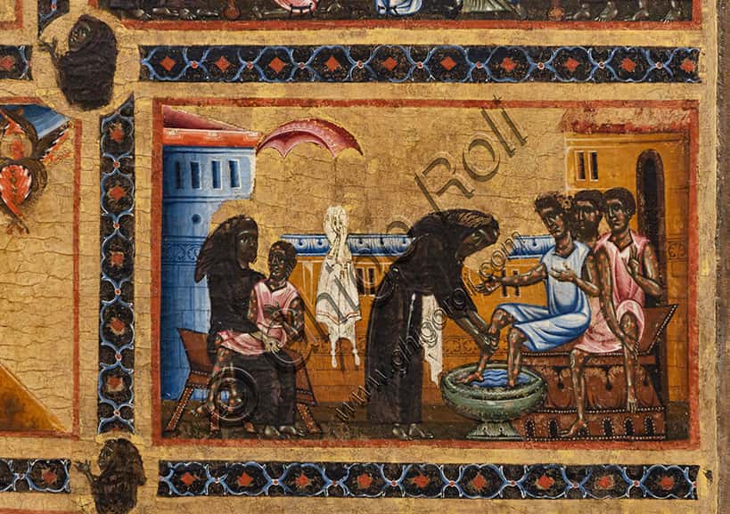 Bardi Altarpiece by Coppo di Marcovaldo: St. Francis Teaching Lepers