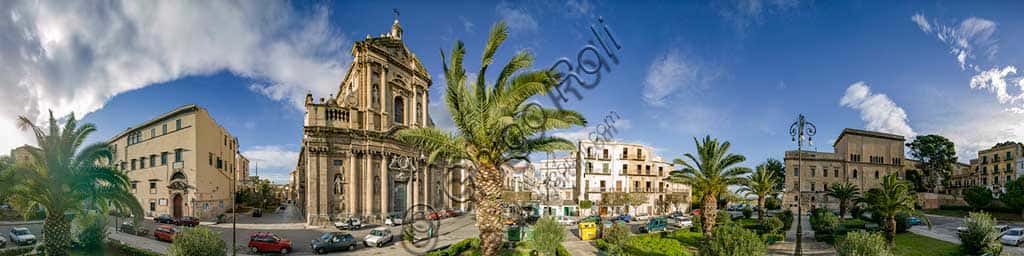 Orbicular View of Kalsa Square in Palermo: The Church of St. Teresa