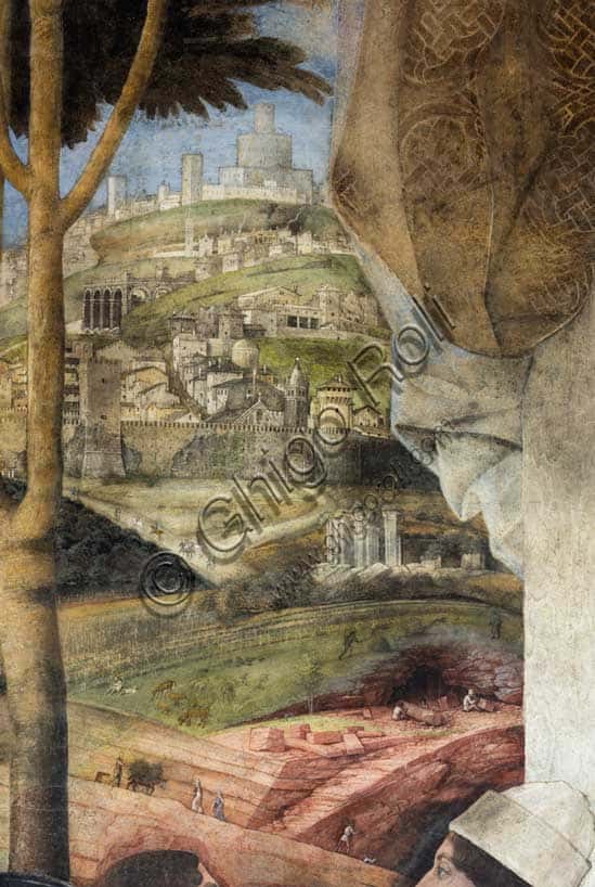 Camera Picta: Detail of the Right Wall with Court and Rome View