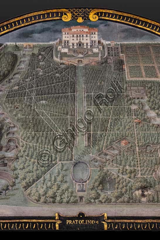 Lunetta di Pratolino di Giusto Utens: Veduta della Villa Medicea