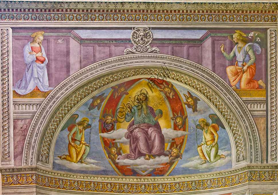 Annunciation and Blessing Eternal by Perugino in Montefalco