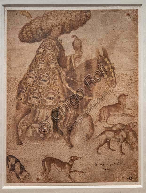 Pisanello's Drawing of a Knight Falconer: Watercolor on Textured Paper