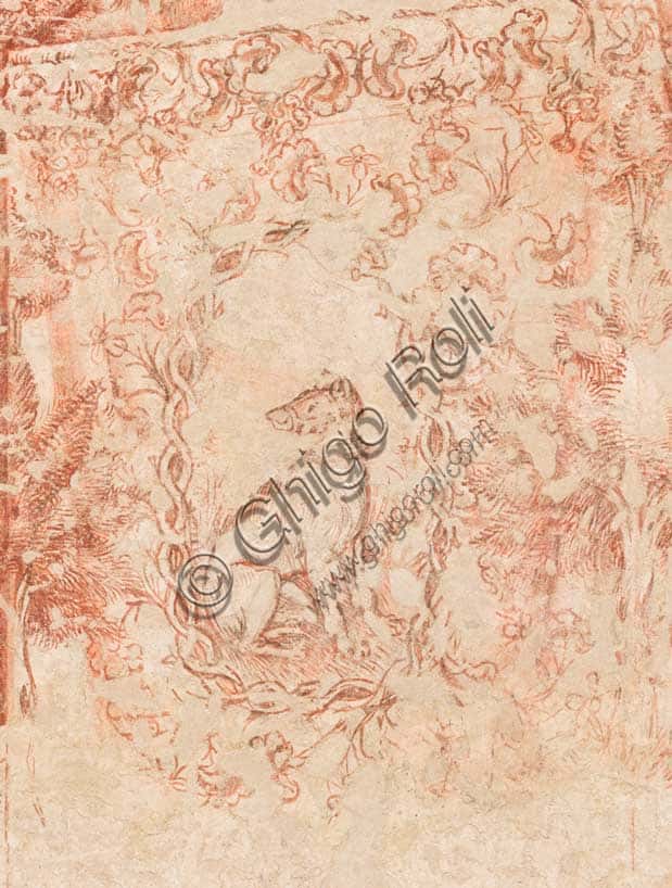Pisanello's Tournament of Louvezerp: Detail with Dog in Ducal Palace