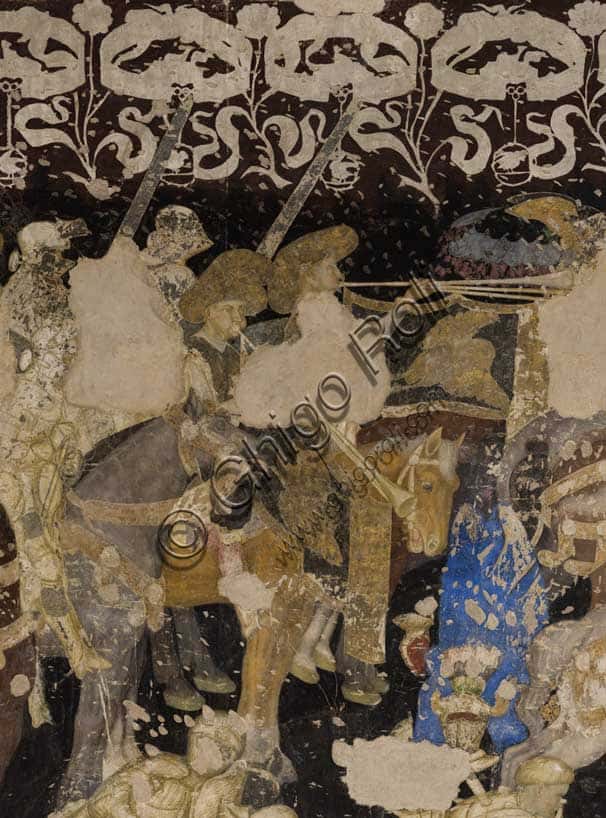 Pisanello's Tournament-Battle of Louvezerp: Fresco Detail with Trumpeters