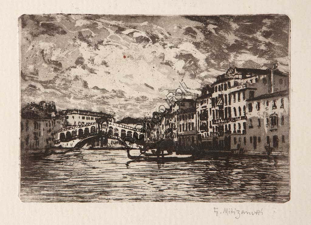 Ponte di Rialto a Venezia: Acquaforte e Acquatinta di Giuseppe Miti Zanetti