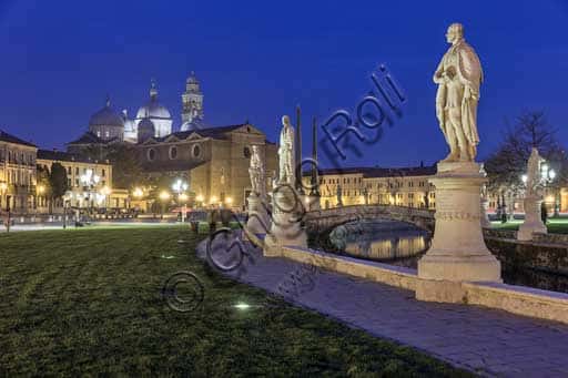 Prato della Valle in Padua: Night View with the Abbey of St. Giustina