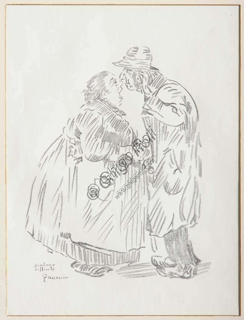 Remo Zanerini: Disegno 'Dialogo difficile' nella Collezione Assicoop-Unipol