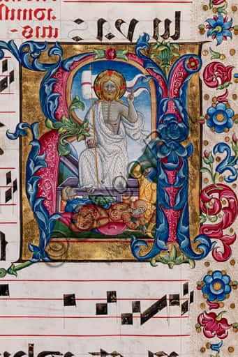 Resurrezione di Cristo: miniatura di Pellegrino di Mariano, Duomo di Siena
