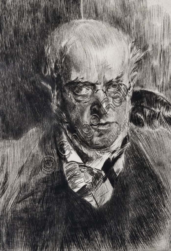 Portrait of Adolf Menzel: Giovanni Boldini's 1890 Drypoint Print