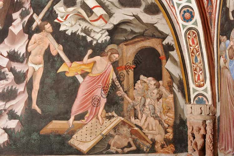 Discesa al Limbo: Gesù prende la mano di Adamo, affresco del Maestro di Vignola