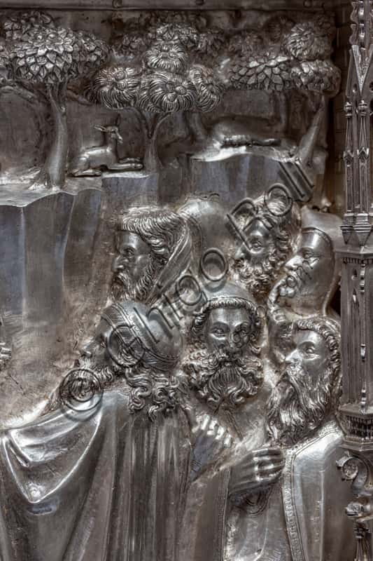 St. John Baptizes the Crowds: Silver Altar Tile Detail