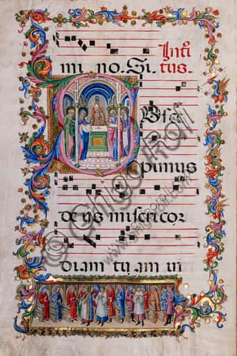 Purificazione della Vergine di Sano di Pietro: Miniatura nel Corale Piccolomini