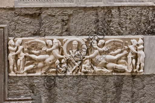 Roman Sarcophagus with Clypeus and Cupid & Psyche in Genoa Cathedral