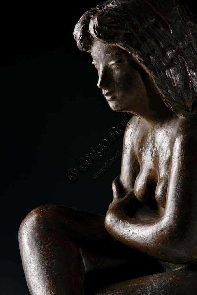 "Sitting Woman" Bronze Sculpture by Ivo Soli - Italian Modern Art