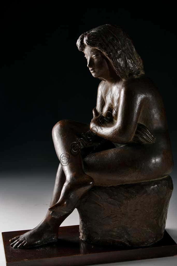 Sitting Woman Bronze Sculpture by Italian Artist Ivo Soli