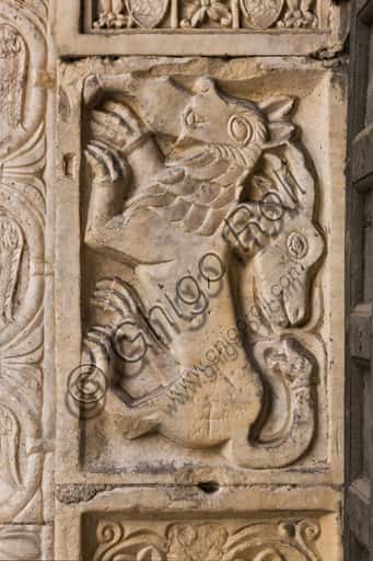 Romanesque Chimera at Genoa Cathedral: Sculpture on the St. John the Baptist Portal
