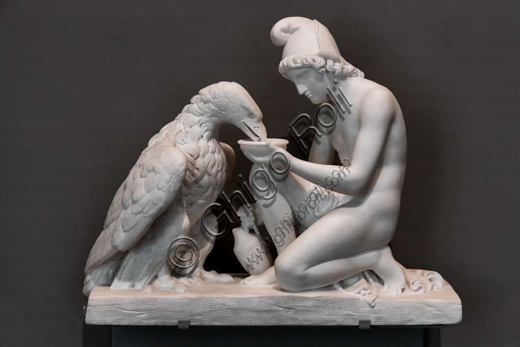 Marble Sculpture 'Ganymede with Jupiter's Eagle' by Thorvaldsen