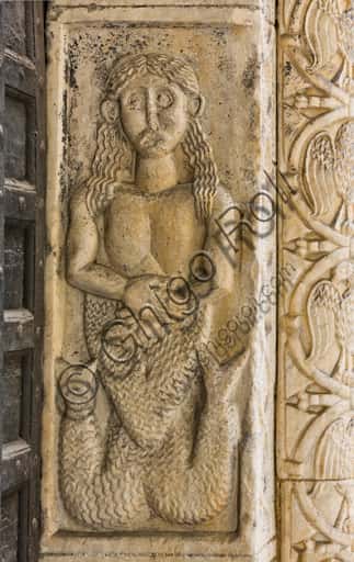 The Romanesque Mermaid Sculpture at St. Lawrence Cathedral in Genoa