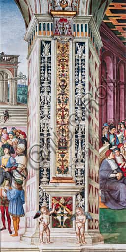 Piccolomini Emblem with Papal Tiara: Pilaster in the Library