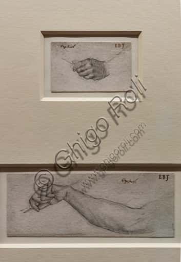 Burne-Jones Hand and Arm Study: Pre-Raphaelite Graphite Drawing