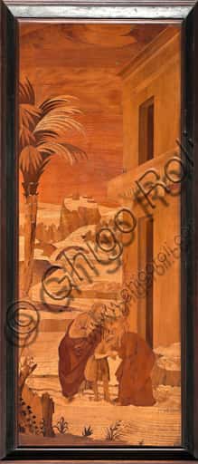 Wood Intarsia 'St. John the Baptist Takes Leave' in Genoa Cathedral