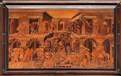 The Martyrdom of St. Lawrence Wood Intarsia in Genoa Cathedral