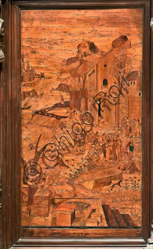 Moses Rescued from the Waters Wood Intarsia in Genoa Cathedral