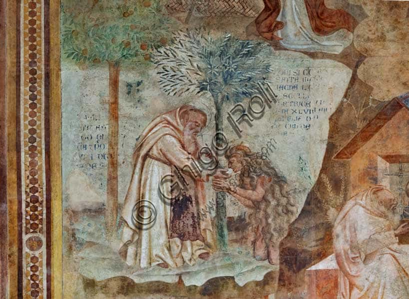 Tebaide di Buffalmacco: Santa Maria Egizia comunicata dall'Abate Zisimo, Camposanto di Pisa