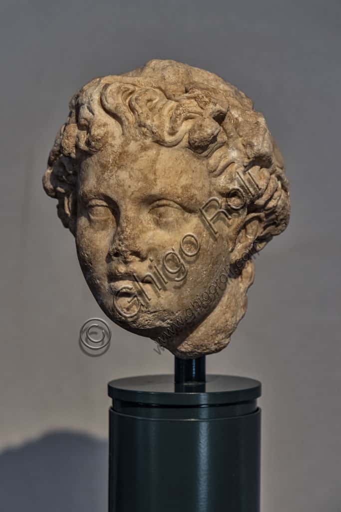 Roman Sculpture Head of a Young Boy at Santa Giulia Museum, Brescia