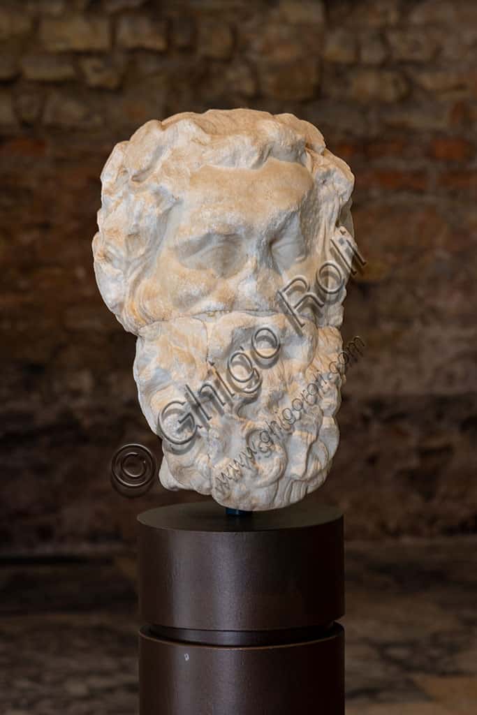 Marble Head of Silenus from the Capitolium of Brescia: 2nd Century AD