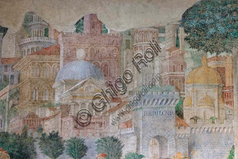 Affresco della Torre di Babele di Benozzo Gozzoli nel Camposanto di Pisa