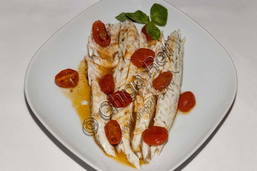 Sea Bass 'Acqua Pazza' with Tomatoes and Basil | Il Fontanone Trattoria in Brescia