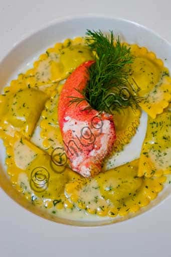Shrimp Ravioli at Tre Corone Restaurant by Giovanni Rana in Verona