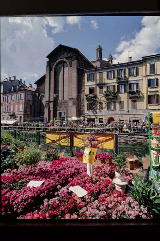 View of the Church of Santa Maria delle Grazie al Naviglio in Milan