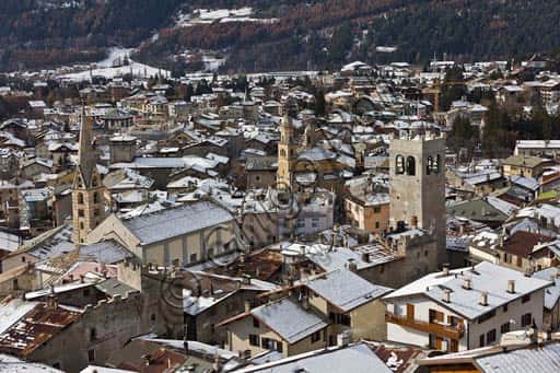 View of Bormio: Collegiate Church, Sant'Ignazio and Town Hall Tower