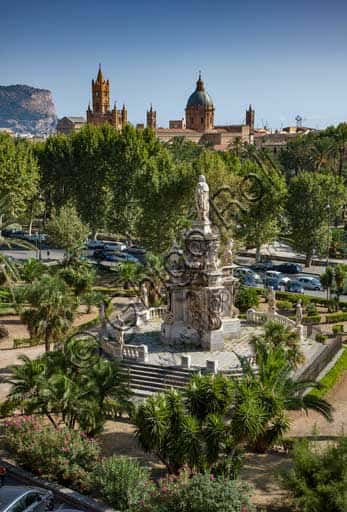 Panoramic View of Palermo from Porta Nuova Tower: Vittoria Square and Philip V Monument