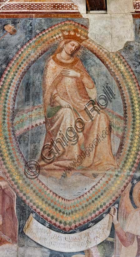 Virgin in Vesica Piscis, Last Judgement Fresco by Buffalmacco, Pisa Cemetery